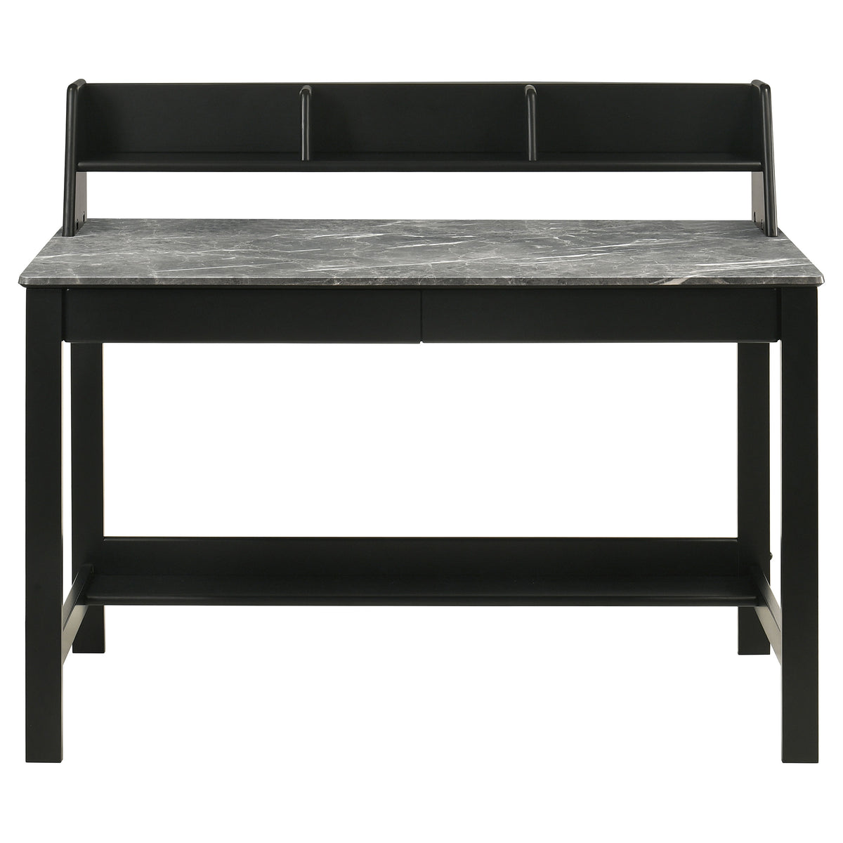 Besler 47" Writing Desk with SmartTop Surface - Grey Stone & Black with Organizer Shelf and Pull-Out Tray – view 4