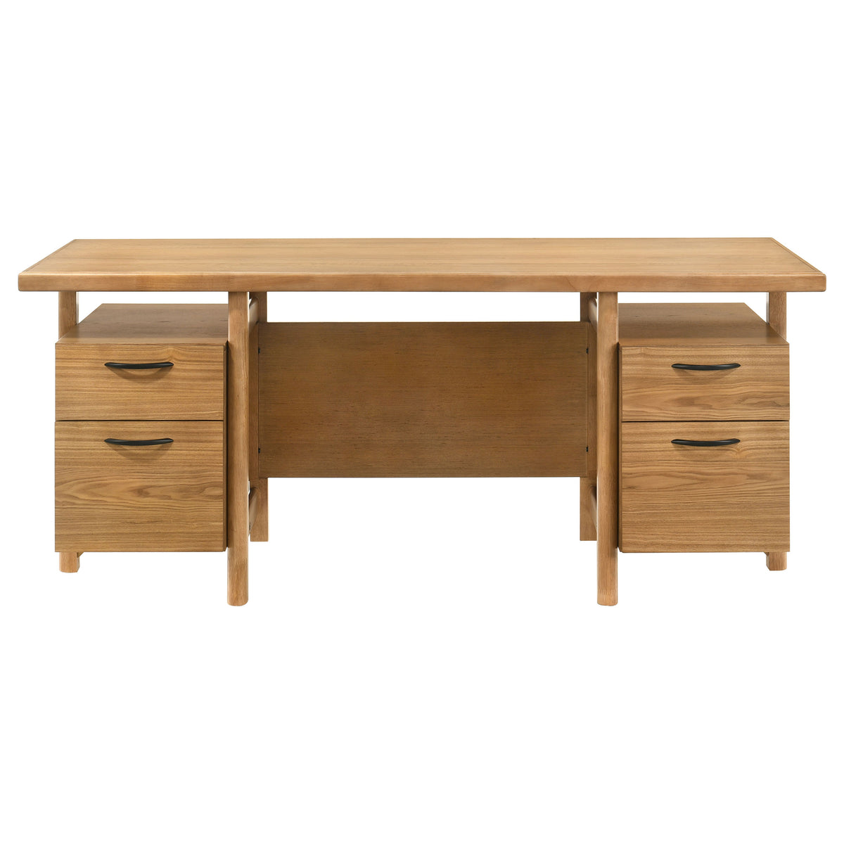 Roldan 69" Double Pedestal Computer Desk with File Drawers - Light Ash with Matte Black Pulls – view 4