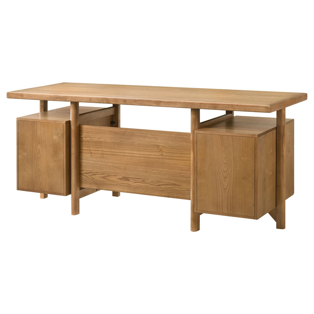 Roldan 69" Double Pedestal Computer Desk with File Drawers - Light Ash with Matte Black Pulls – view 9