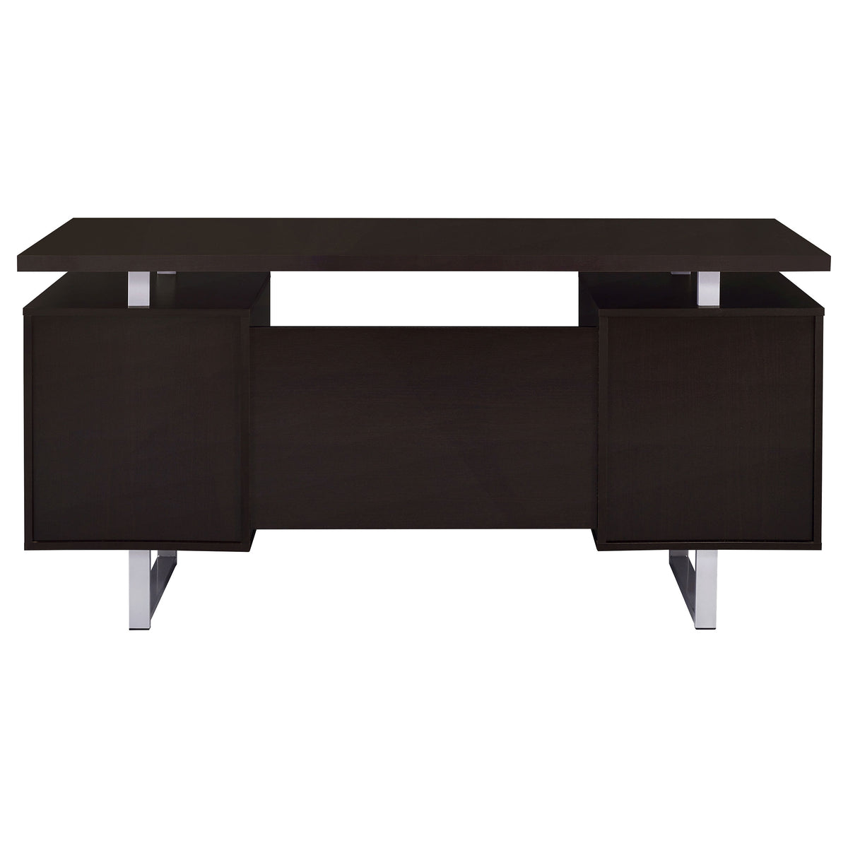Lawtey 60" Computer Desk with Floating Top - File Drawer & Cabinet in Cappuccino on Silver Metal Base – view 8