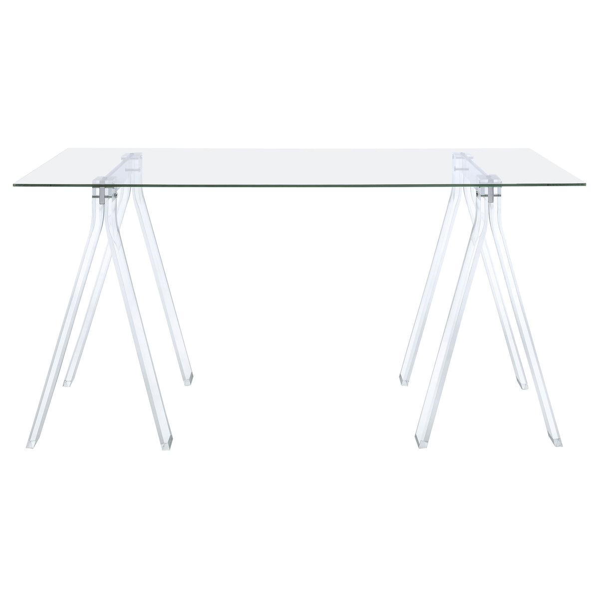 Amaturo 59" Glass Top Writing Desk - Clear Acrylic Sawhorse Base with Chrome Supports – view 3