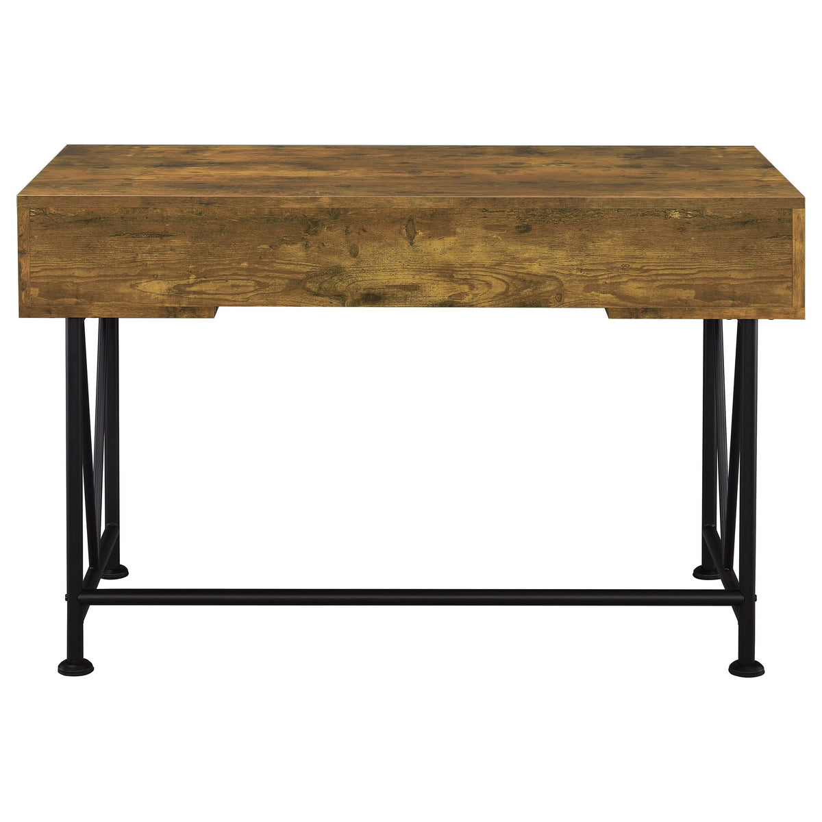 Analiese 47" 3-Drawer Writing Desk & Bookcase Set - Farmhouse Rustic Nutmeg with Black Metal Base โ view 15