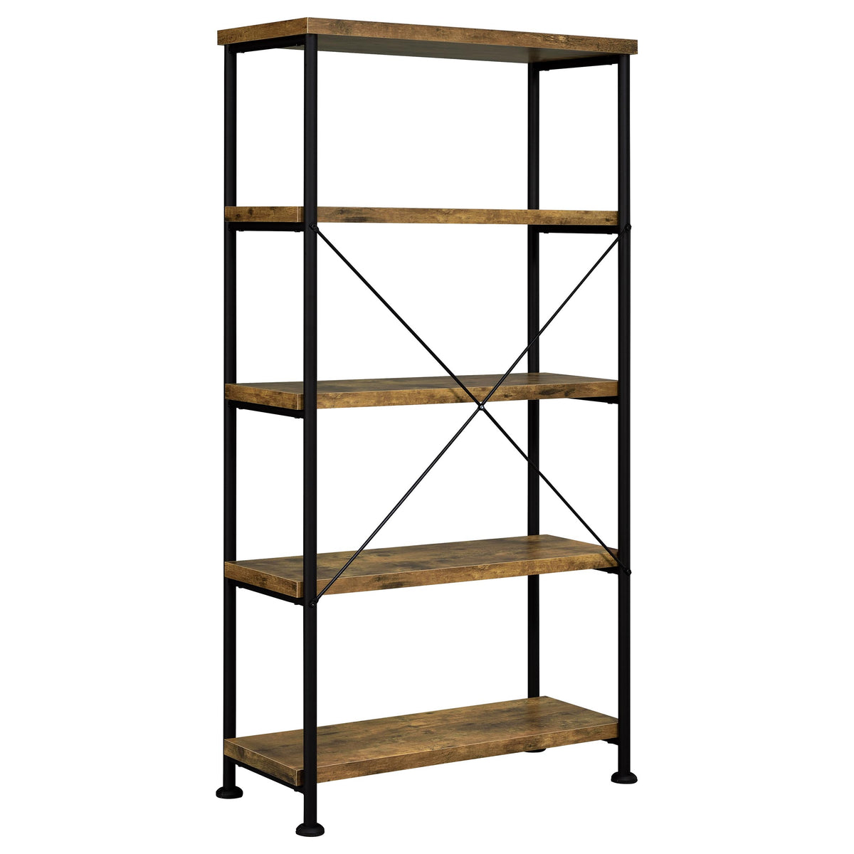 Analiese 47" 3-Drawer Writing Desk & Bookcase Set - Farmhouse Rustic Nutmeg with Black Metal Base โ view 20