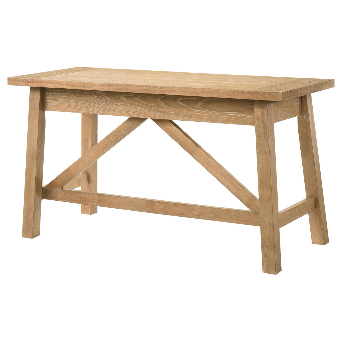 Fabian 54" Writing Desk - 2 Drawers & Cross-Braced Base in Distressed Light Brown – view 9