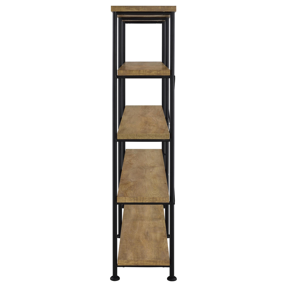 Analiese 63" 4-Drawer Writing Desk & 60" Double Bookshelf - Rustic Mango with Black Metal Frame – view 18