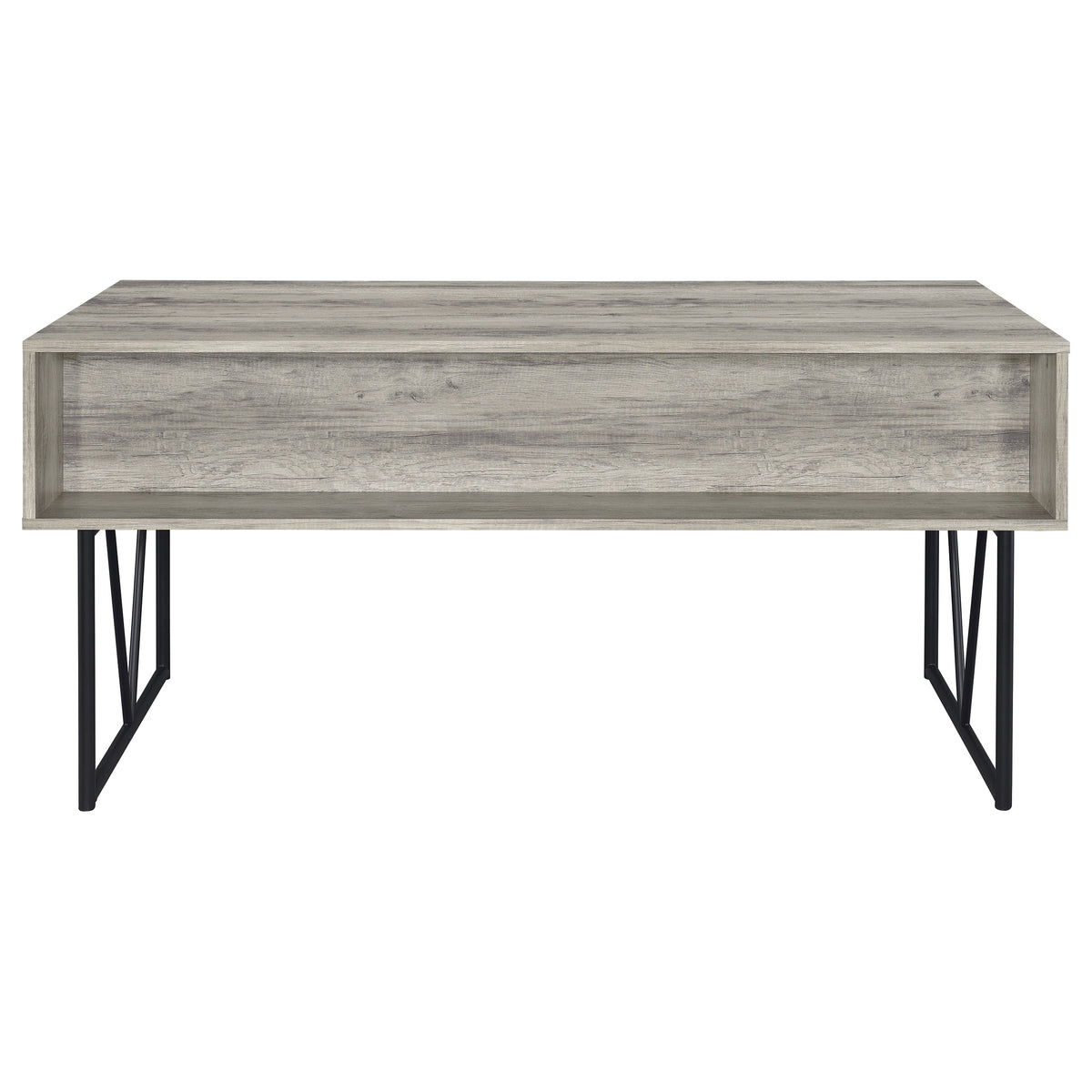 Analiese 63" 4-Drawer Writing Desk - Rustic Wood Look on Black Metal Base in Nutmeg or Grey Driftwood – view 20