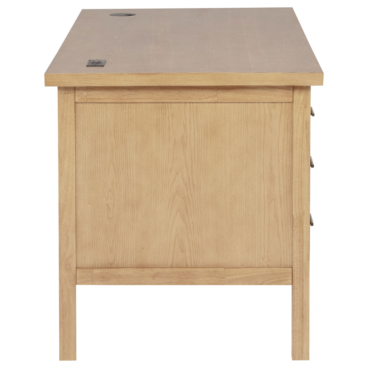 Vermes Home Office Collection - Writing Desk, 7-Drawer Computer Desk & Cabinet Bookcase with Power Outlets in Light Ash – view 10