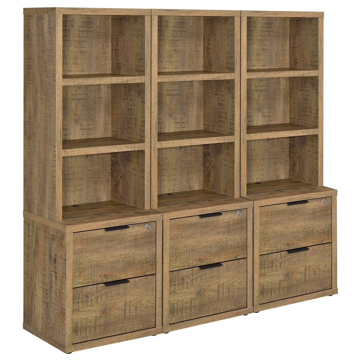 Westpark 3-Shelf Bookcase with USB Charging & Locking Drawer - Mango Finish, Single or 3-Piece Wall Unit – view 16
