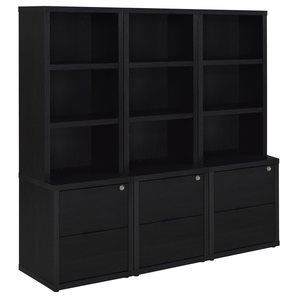 Westpark Bookcase with USB Charging & Locking Drawer - Black Oak, Single or 3-Piece Wall Unit – view 16