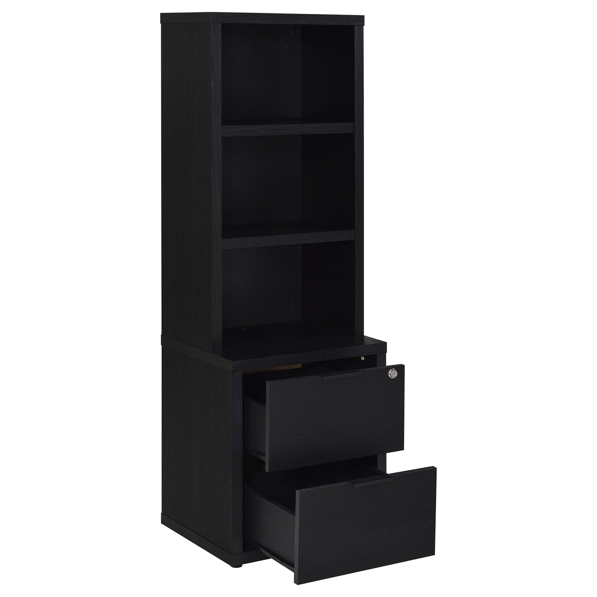 Westpark Bookcase with USB Charging & Locking Drawer - Black Oak, Single or 3-Piece Wall Unit – view 18