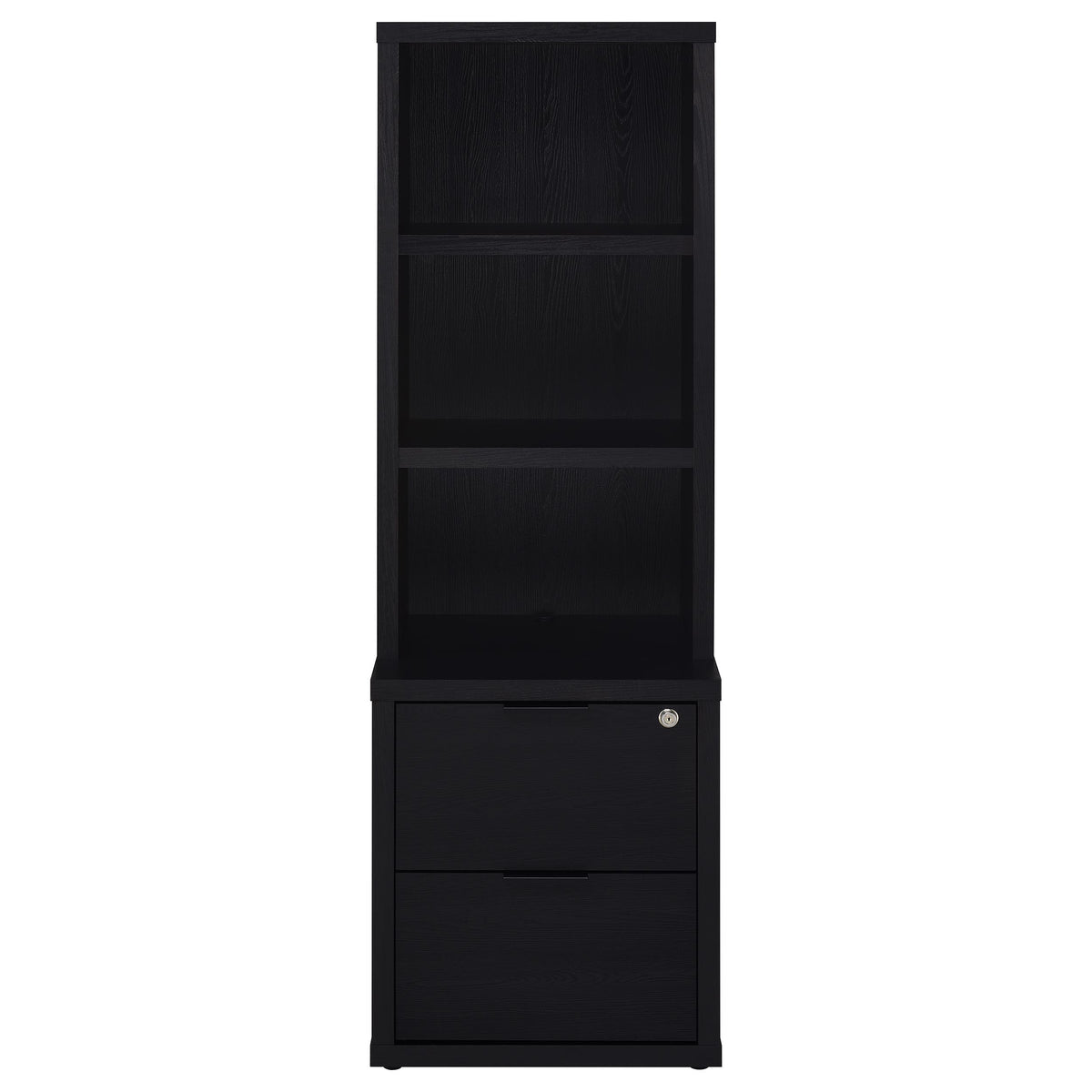Westpark Bookcase with USB Charging & Locking Drawer - Black Oak, Single or 3-Piece Wall Unit – view 5