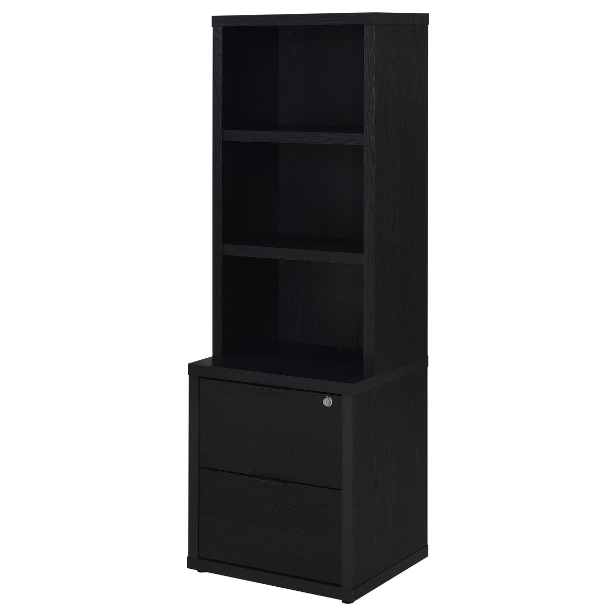 Westpark Bookcase with USB Charging & Locking Drawer - Black Oak, Single or 3-Piece Wall Unit – view 6