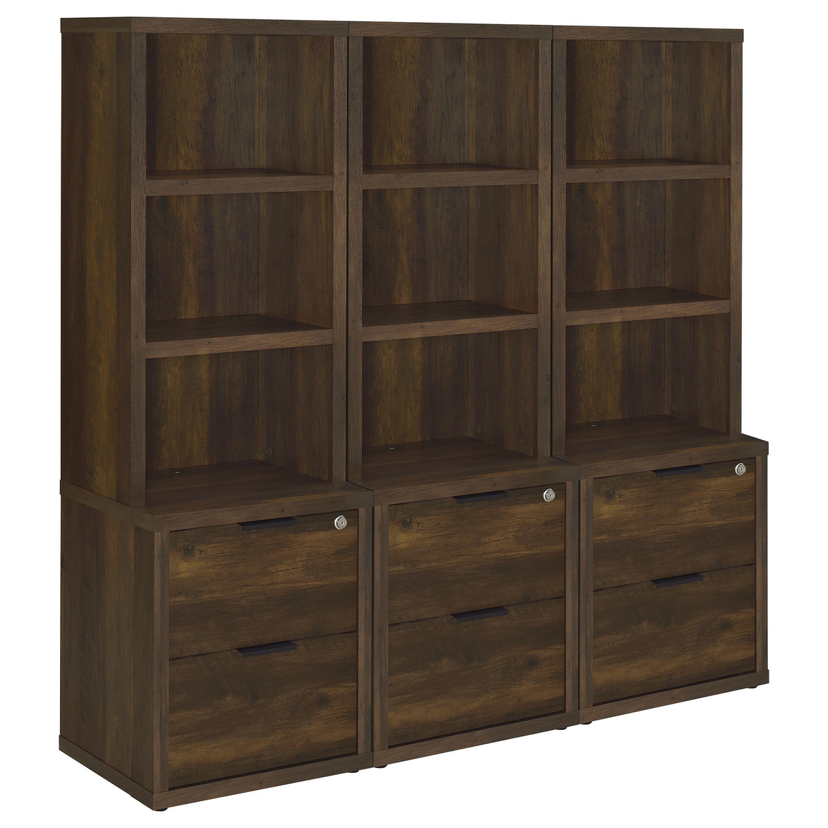 Westpark Bookcase with USB Charging & Locking Drawer - Single or 3-Piece Wall Unit in Dark Pine – view 16