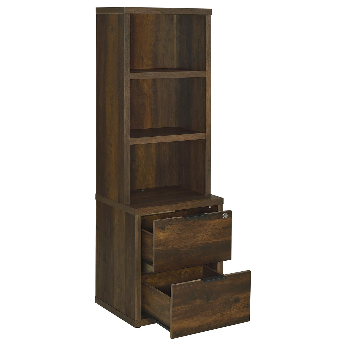 Westpark Bookcase with USB Charging & Locking Drawer - Single or 3-Piece Wall Unit in Dark Pine – view 18