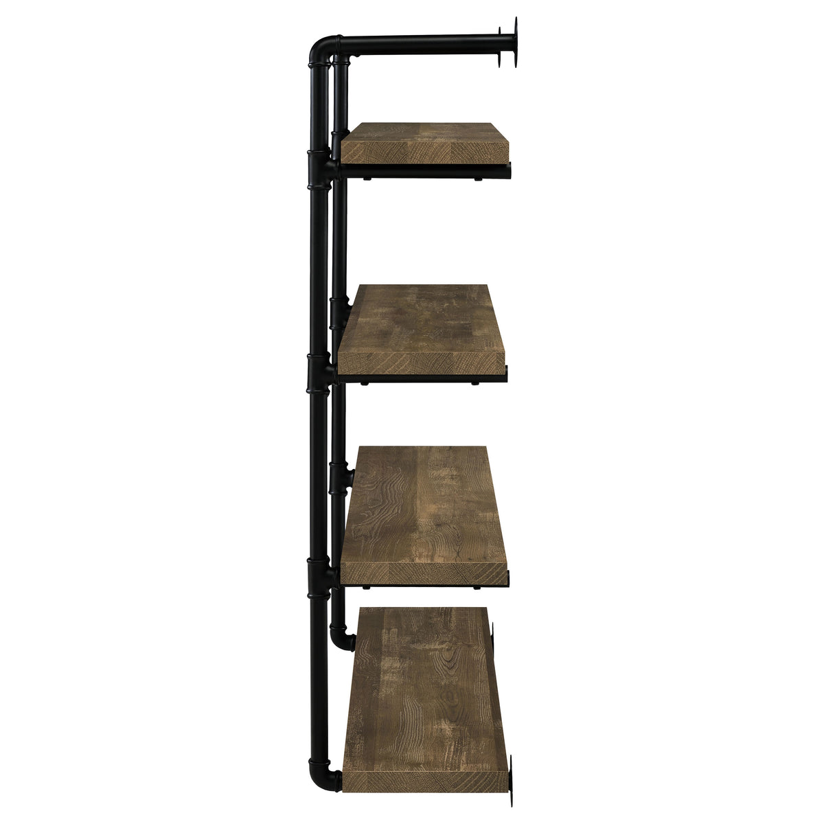Elmcrest 39" 4-Shelf Wall Bookshelf - Industrial Black Pipe Frame in Rustic Oak – view 4