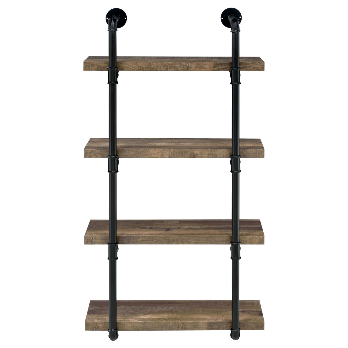 Elmcrest 24" 4-Shelf Wall Bookshelf - Industrial Pipe Frame in Rustic Oak & Black – view 3