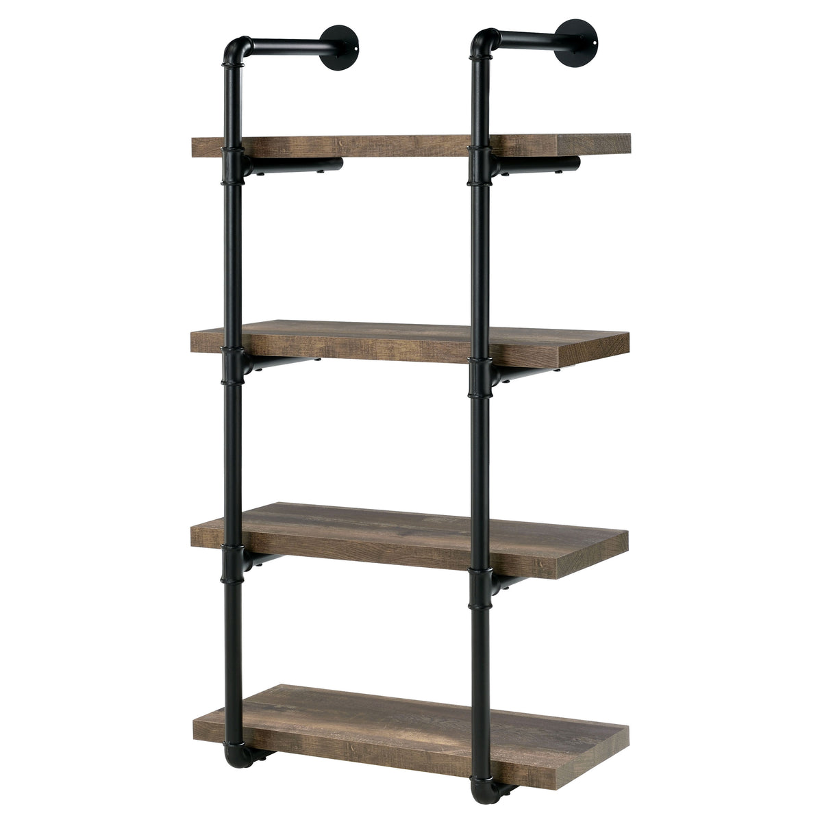 Elmcrest 24" 4-Shelf Wall Bookshelf - Industrial Pipe Frame in Rustic Oak & Black – view 4