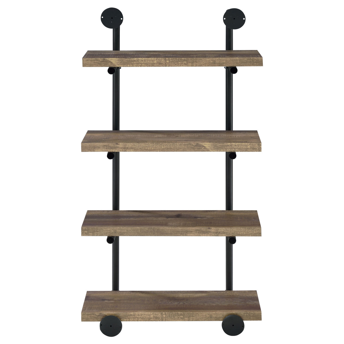 Elmcrest 24" 4-Shelf Wall Bookshelf - Industrial Pipe Frame in Rustic Oak & Black – view 7