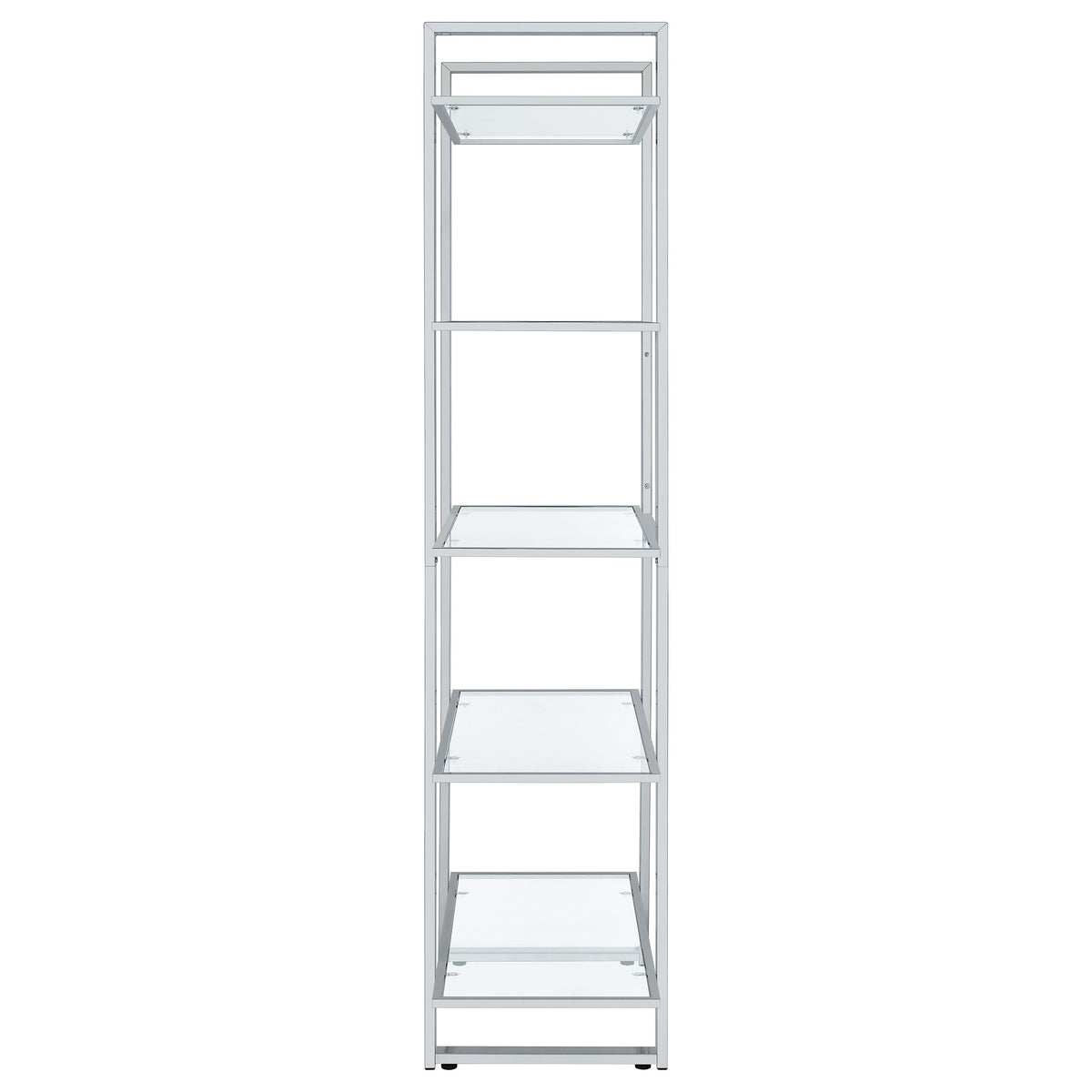 Hartford 79" Glass Bookshelf - Contemporary Polished Chrome with 5 Tempered Glass Shelves – view 5