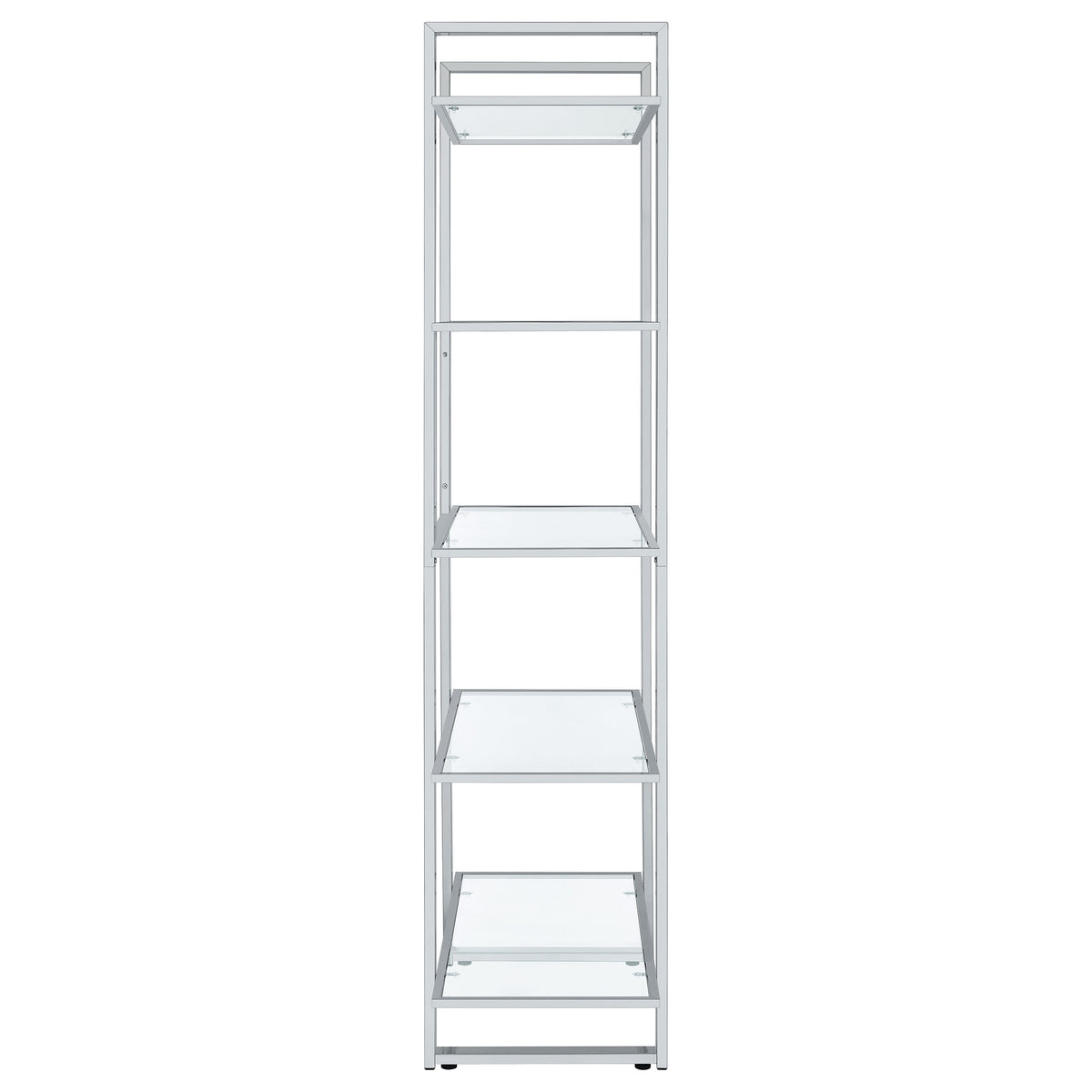 Hartford 79" Glass Bookshelf - Contemporary Polished Chrome with 5 Tempered Glass Shelves – view 9