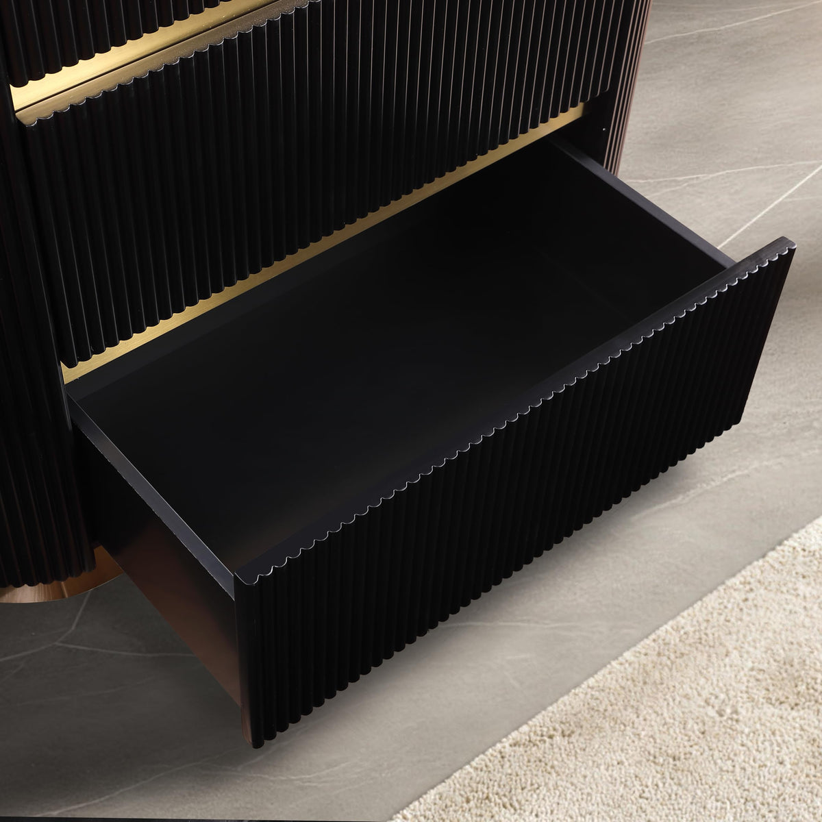 Trandell 51" High Modern Glam Faux Marble Top 5-Drawer Chest - front view
