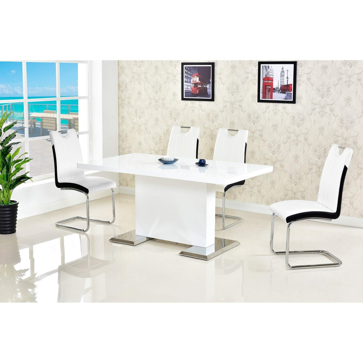 Barbara Modern Dining Chair with Faux Leather Fabric - front view