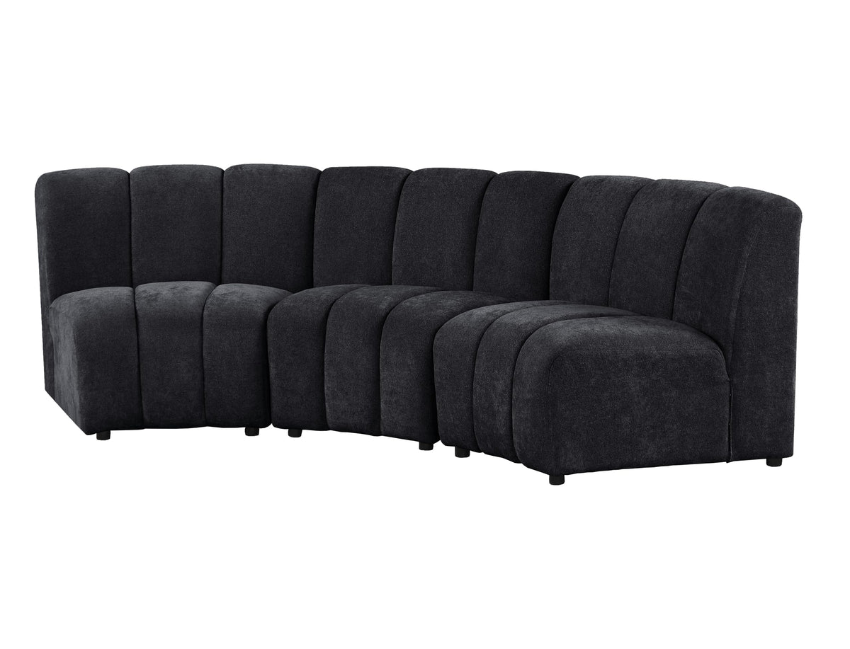 Sullessa Modern Modular Armless Living Room Chair in Black - back view