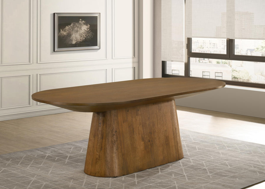 Terra 88" Mid-Century Modern Wood Oval Dining Table - Walnut