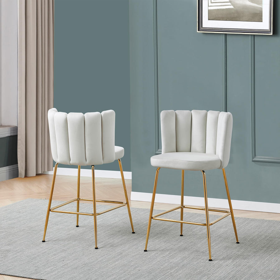 Nolan Counter Stool - Set of 2 in Cream Velvet
