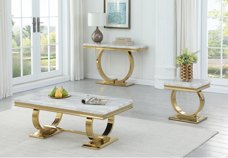 Lexington Square Faux Marble End Table - Gold Frame