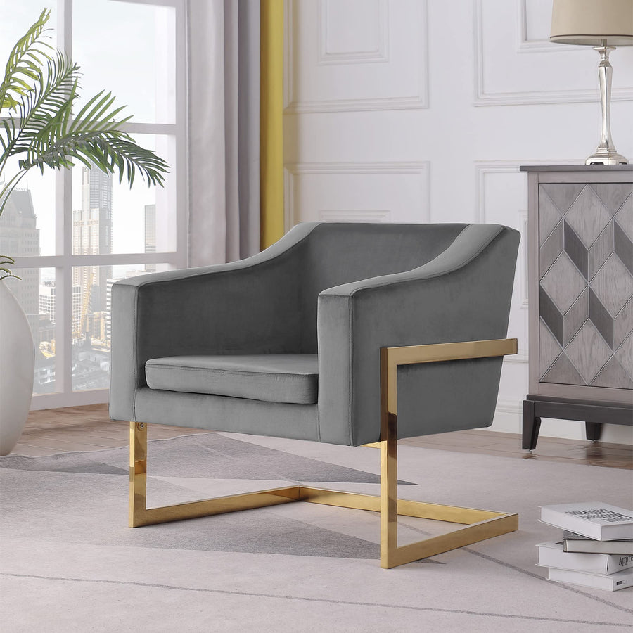 Contemporary Velvet Club Chair in Grey