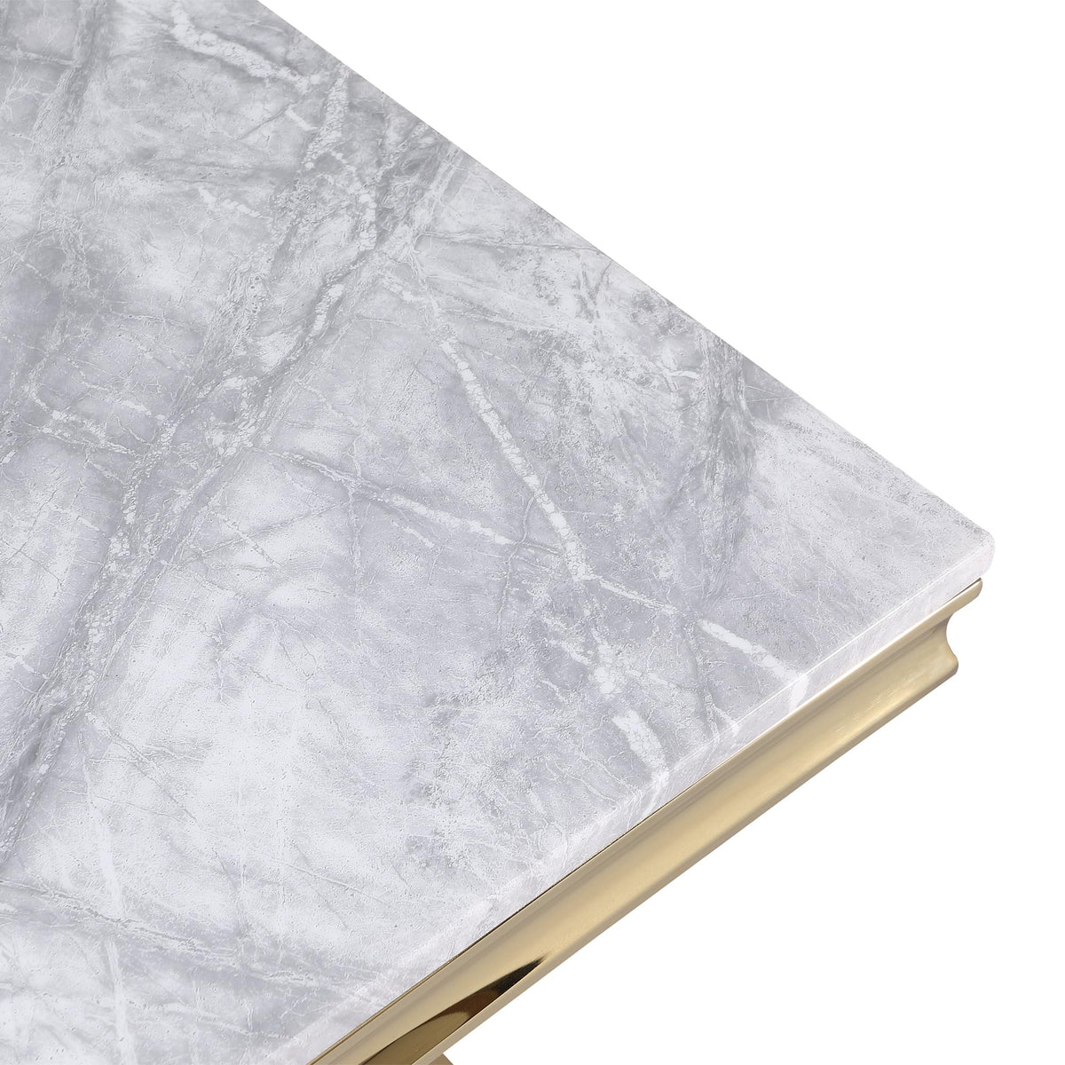 Chihiro grey stone coffee table with gold pedestal base