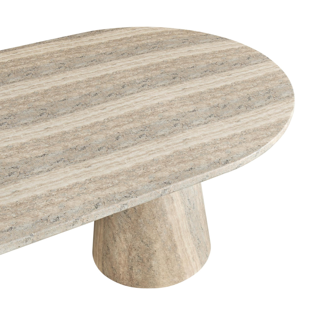 Vyn 78" Modern Oval Dining Table Concrete Tavertine Finish - room setting