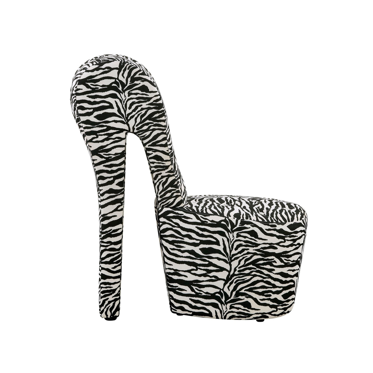 Tristam 40" Modern Glam High Heel Lounge Chair in Zebra - angle view
