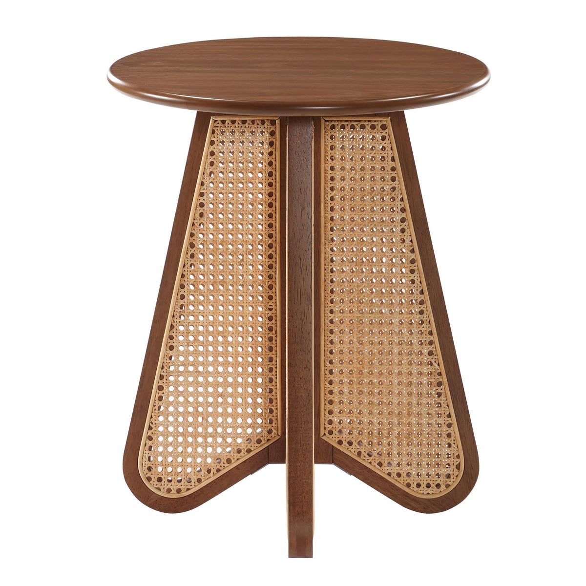 Linh Rattan End Table in Walnut - detail view