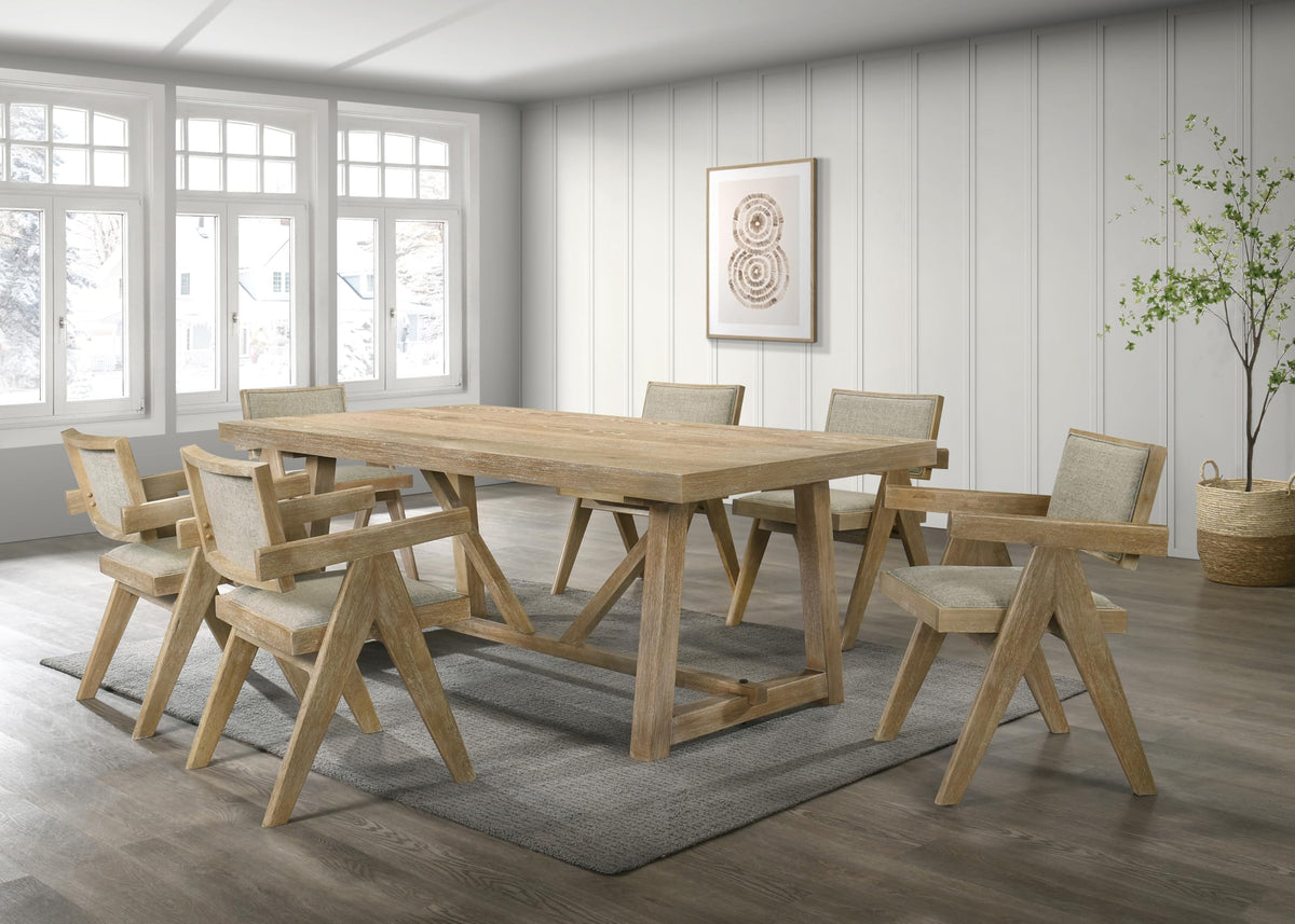 Malibu 7-Piece Transitional Rectangle Dining Room Set, Ideal for Kitchen or Dining Areas in Kepler… - front view