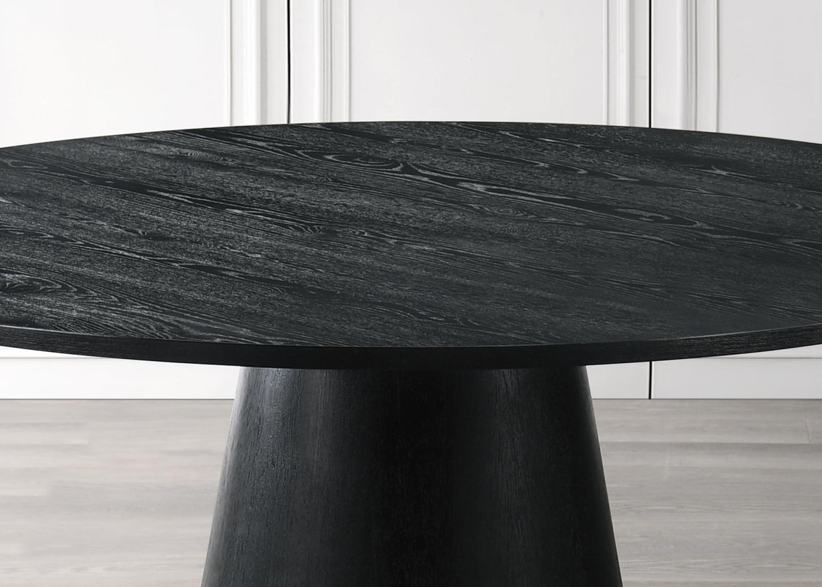 Terra 59" Transitional Round Dining Table with Pedestal Base in Ebony Black - room setting