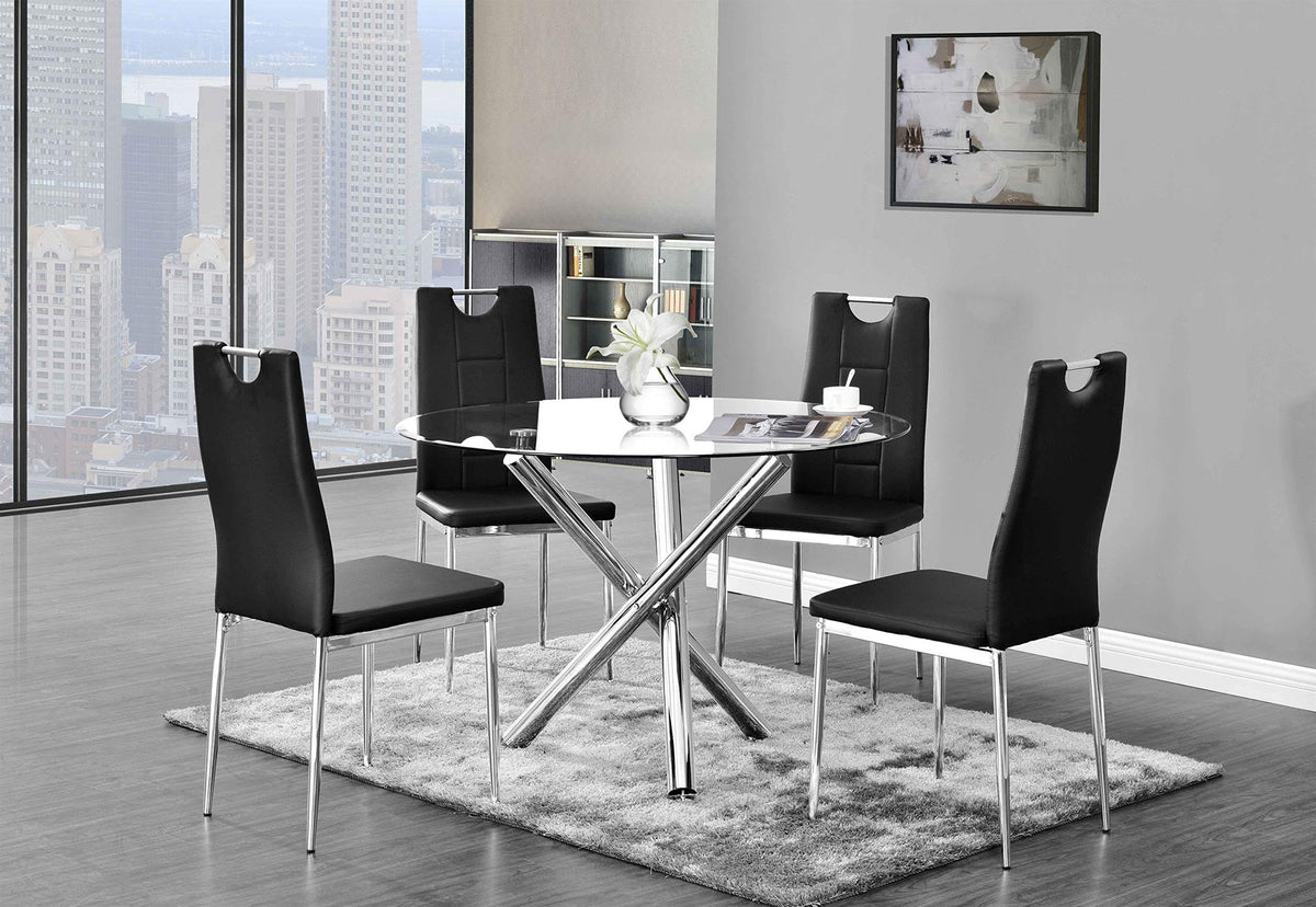 Trevi Faux Leather Armless Dining Chairs with Padded Cushion Seat - detail view