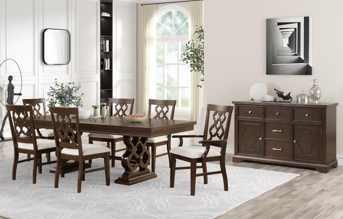Rita Cherry 7-Piece Dining Set — collection view; check selected pieces
