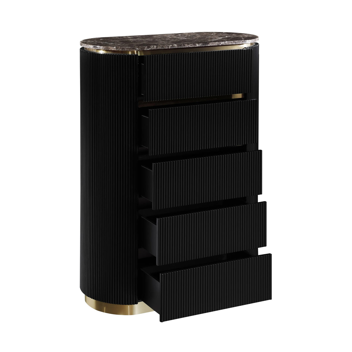 Trandell 51" High Modern Glam Faux Marble Top 5-Drawer Chest - room setting