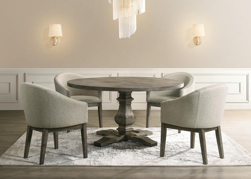 Newark Transitional Barrel Dining Chairs Fully Upholstered - Set of 2, Kitchen or Dining Room Seating in Reclaimed Weathered Grey