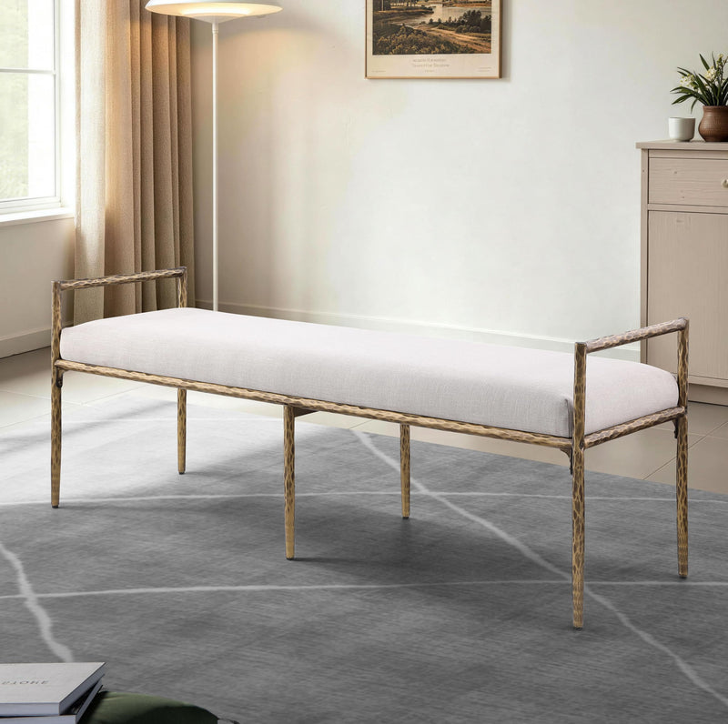Rocento Modern Industrial Accent Upholstered Entryway Bench - Sand
