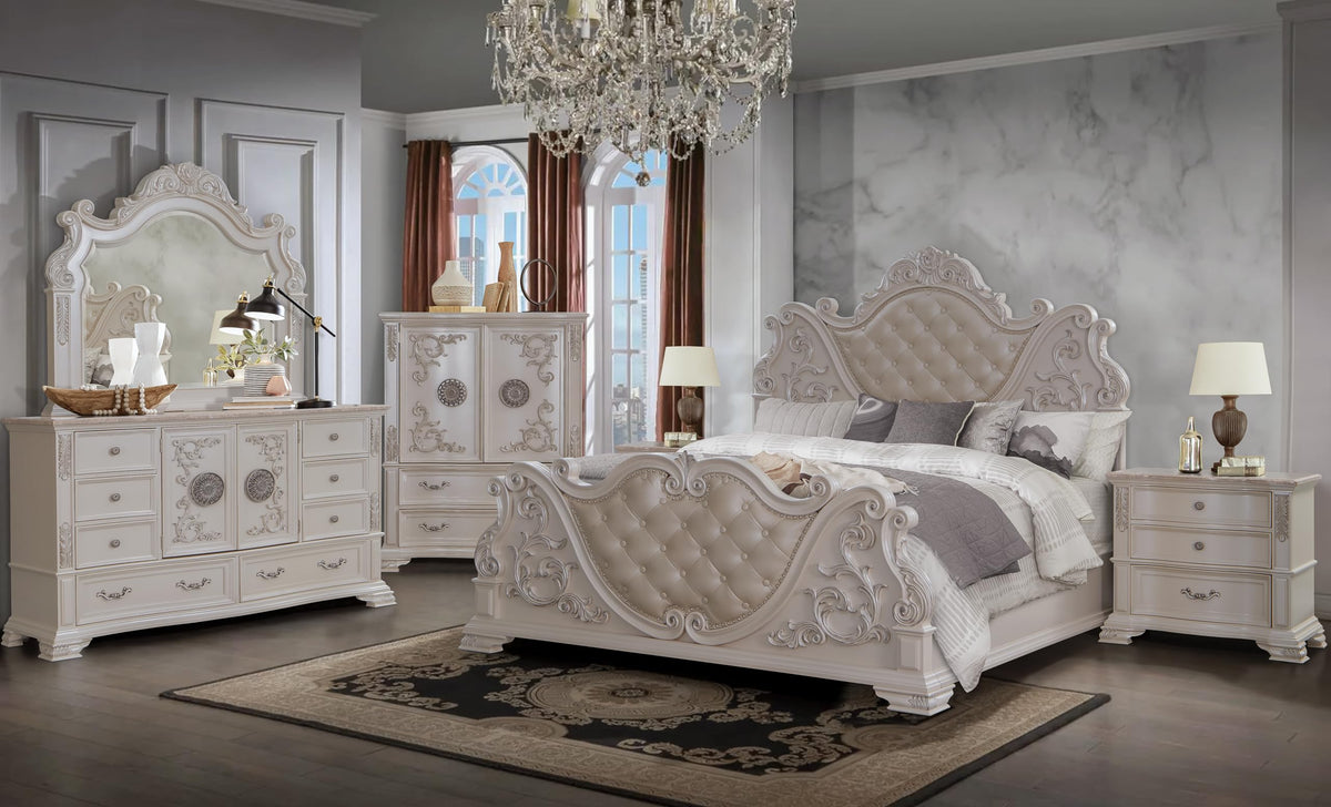 Santa Monica White Bedroom Set — Queen & King — collection view; check selected pieces