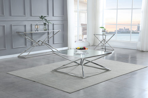 Emerson 22" Side Table, Clear Glass Top in Silver