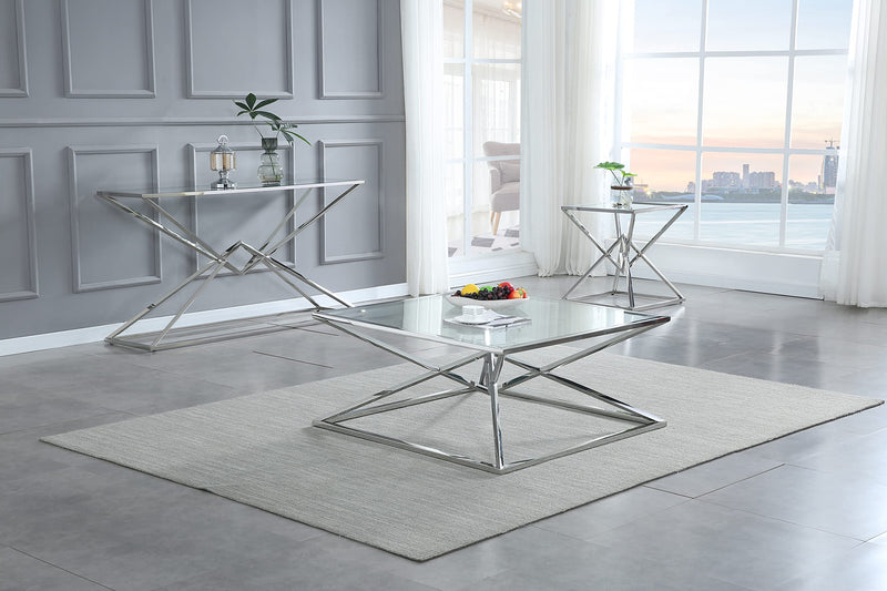 Emerson 22" Side Table, Clear Glass Top in Silver