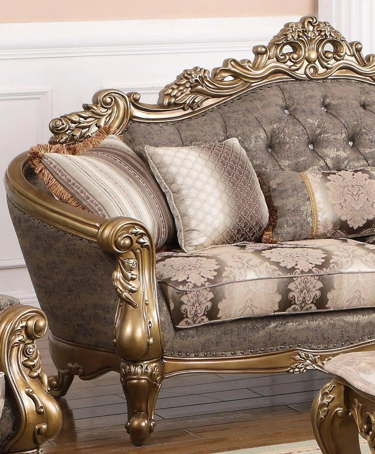 Amelia Antique Gold Sofa & Loveseat Set — product image 4
