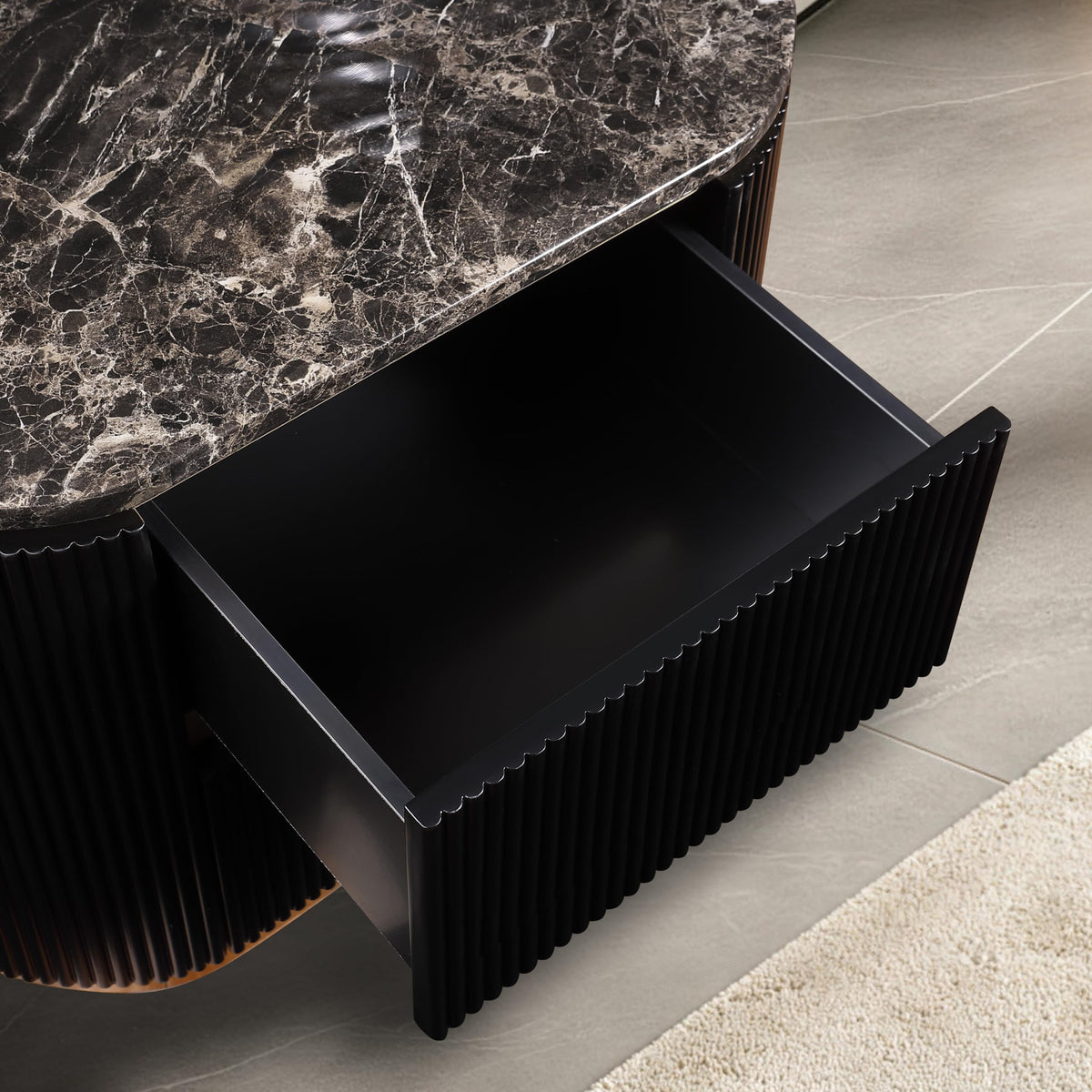 Trandell 22" High Modern Glam Faux Marble Top Nightstand - front view