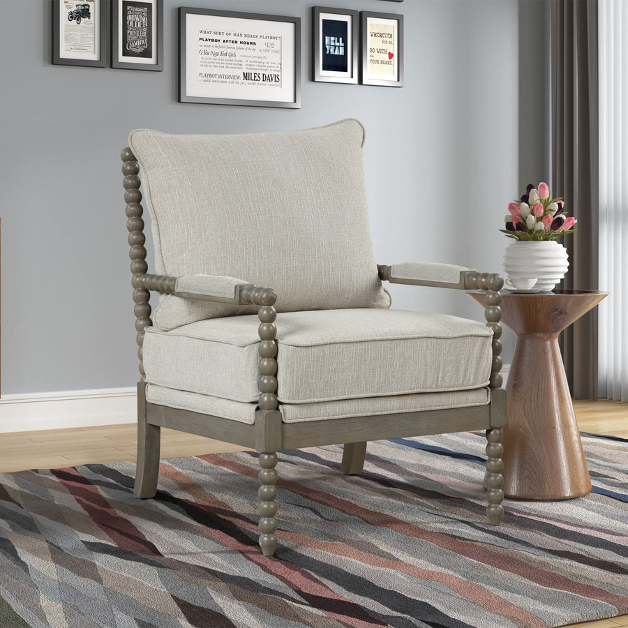 Hanako Accent Chair in Beige And Antique Grey