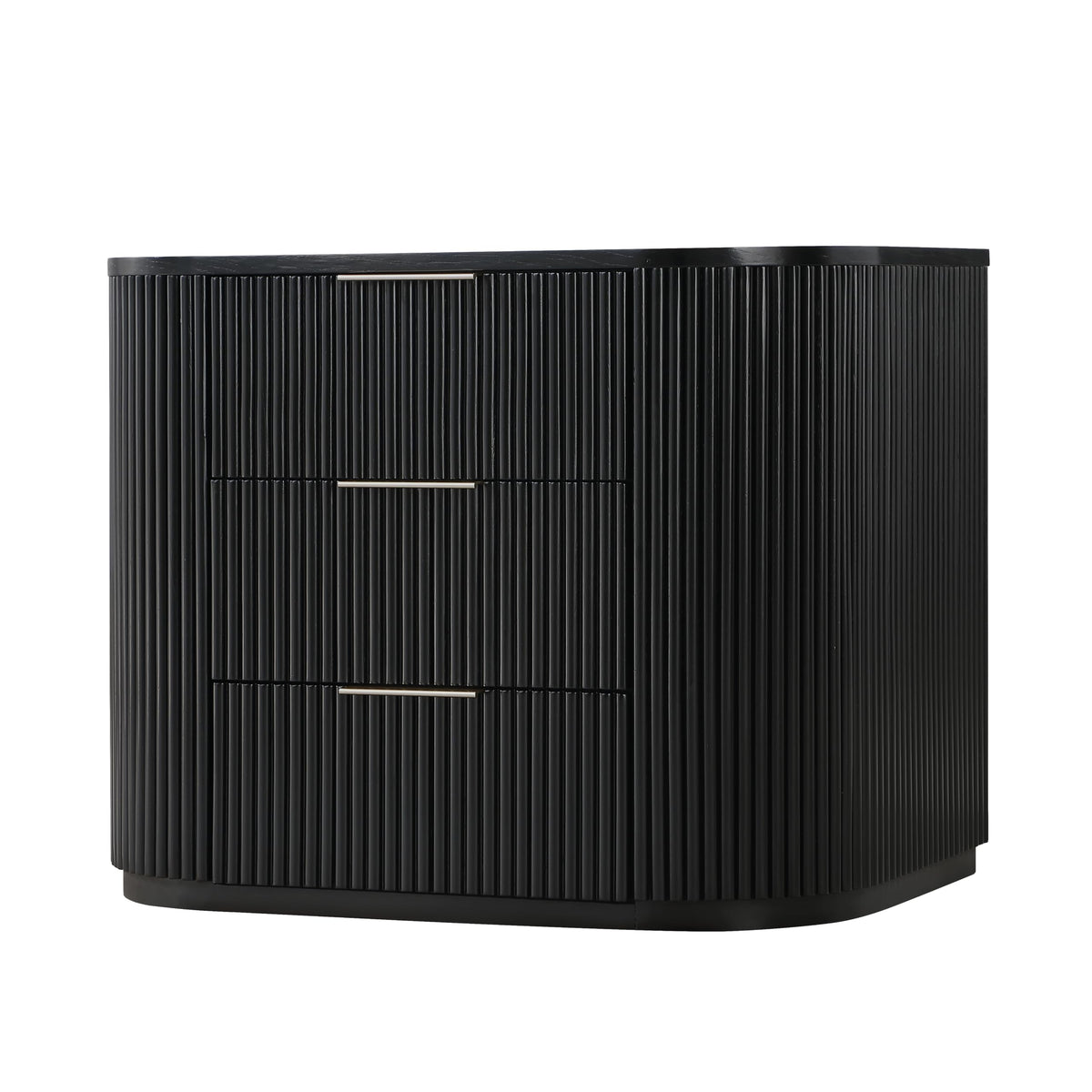 Quintet 30" Wide Mid-Century Modern Fluted 3 -Drawer Nightstand - angle view