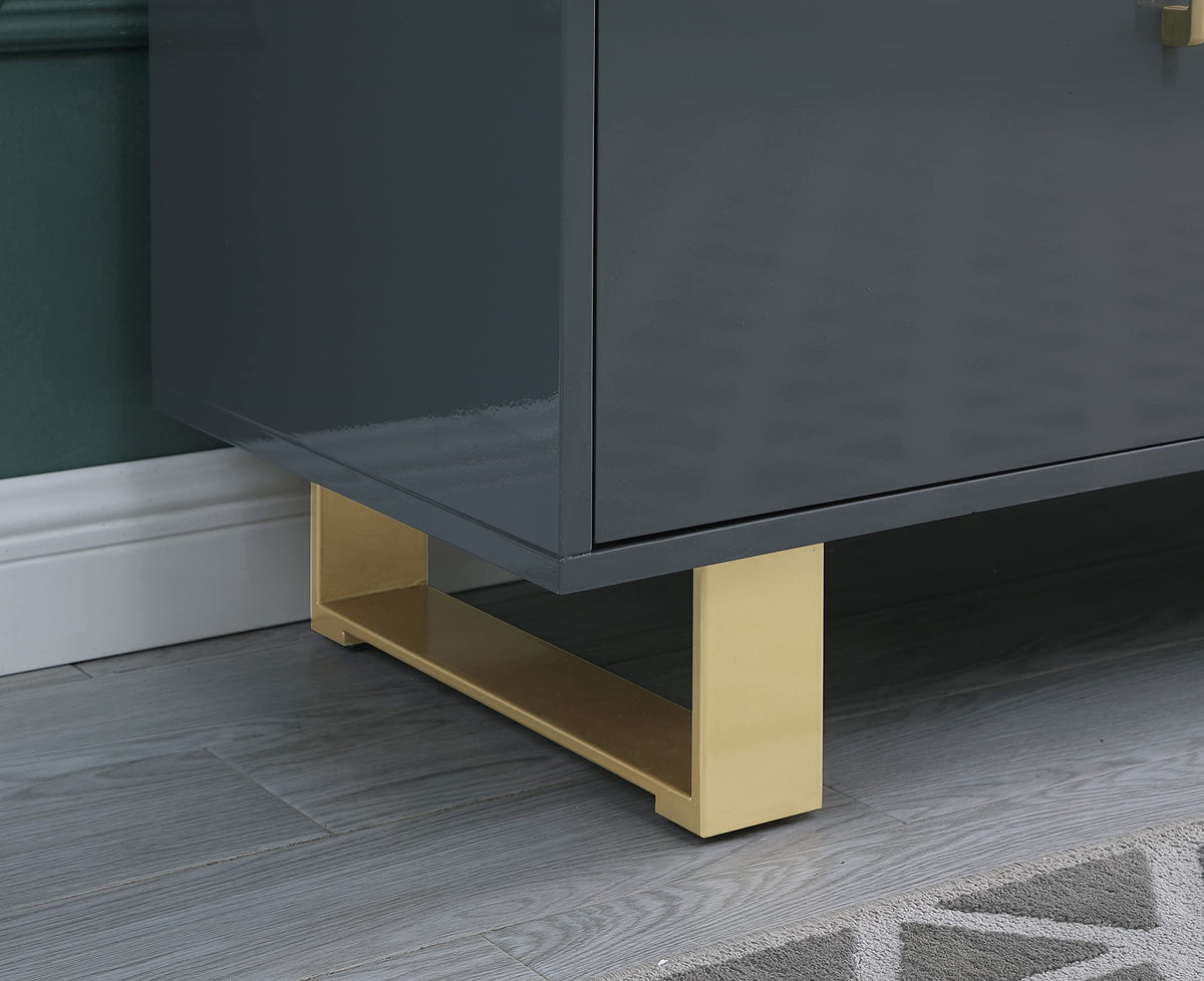 Tyrion Gray Lacquer Sideboard with Gold Accents - side view
